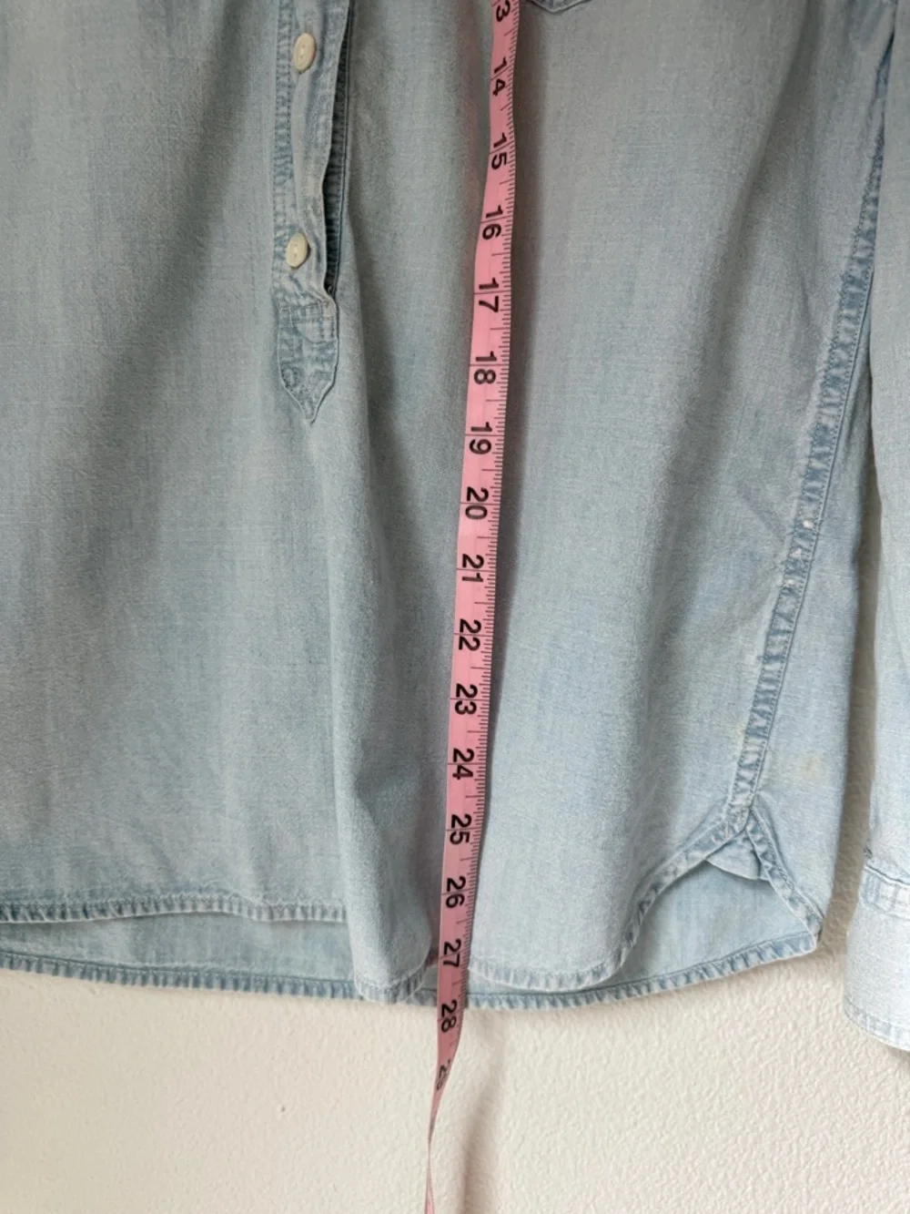 J. Crew Chambray Denim Button-Up Popover Shirt - small -GUC - Picture 6 of 7